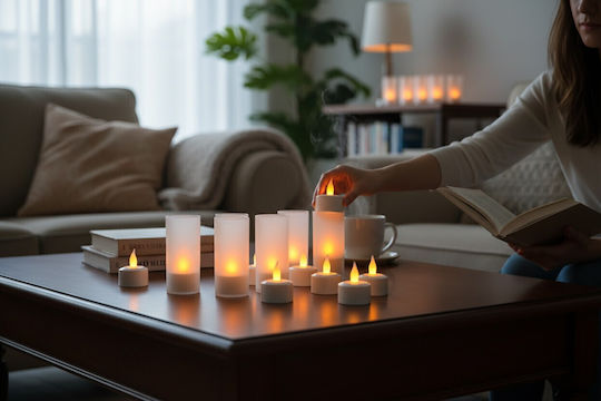 Dekoratives Tischlampen Basis Für Ladestation & LED Warmes Weiß Wachs-Politur 12Stück 28,5x9,5cm