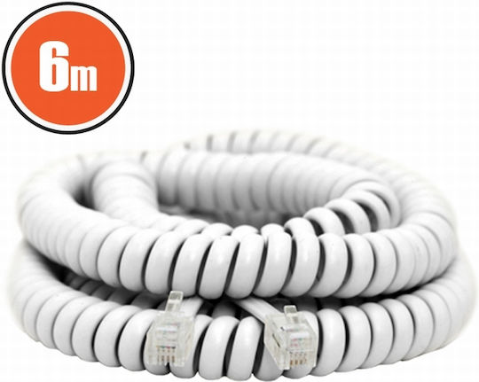 Spirale Telefonkabel 4p4c 6m Erweiterbares Weißes Telefonhörer Kabel