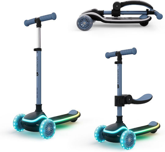 Kinderkraft Kids Scooter Foldable 3-Wheel with Seat Blue