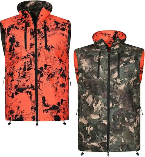 Chameleon Γιλέκο Κυνηγιού Διπλής Όψης Παραλλαγής Fleece Πορτοκαλί