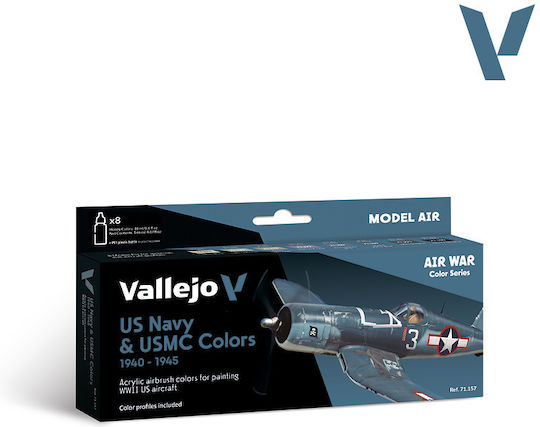 Комплект Бои Model Air Vallejo 8x17ml Комплект Цветове Us Navy & Umsc Втора Световна Война 1940-1945
