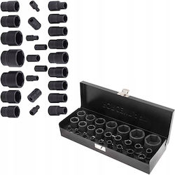Impact Socket Set Sockets 1/2" 1/4" 4-32mm 6-point 25 Pcs Case