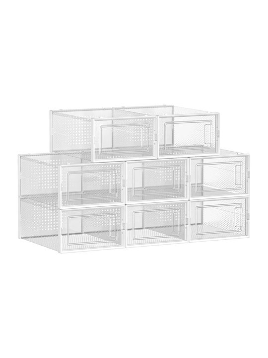 Songmics Set of 8 Shoe Storage Boxes White Transparent Lsp066w08