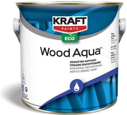 Kraft Wood Aqua Eco Οικολογική Ακρυλική Ριπολίνη Πολυουρεθάνης Λευκό Σατινέ 0,75 Lt
