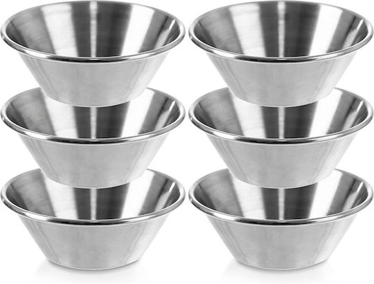 Orion Μπωλ Σερβιρίσματος για Ντιπ Στρογγυλό Inox Γκρι με Διάμετρο 6.5εκ. 6τμχ