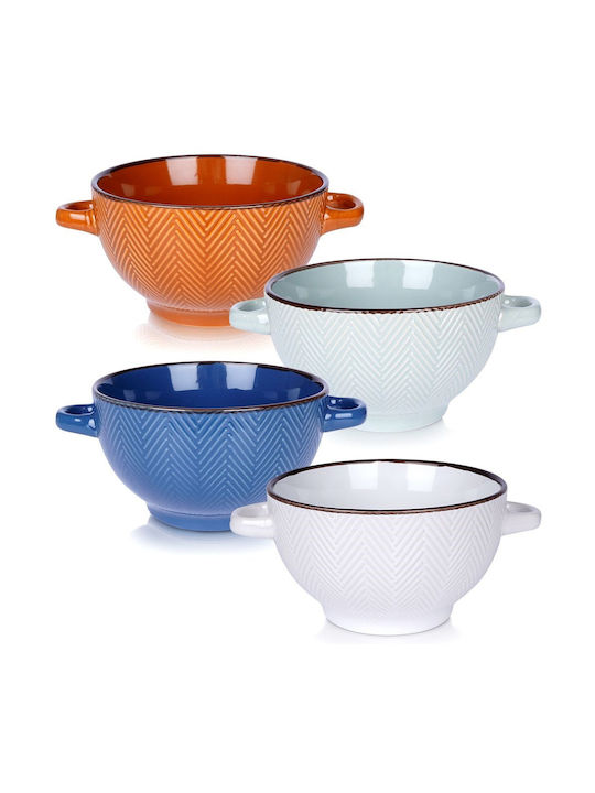 Siaki Collection Μπωλ Σερβιρίσματος Στρογγυλό Κεραμικό Λευκό με Διάμετρο 18εκ. 4τμχ