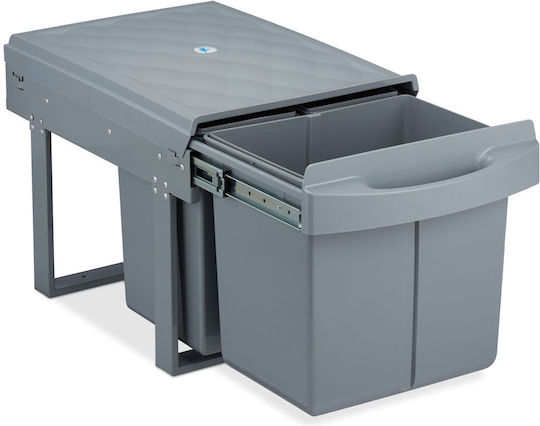 Relaxdays Coș De Gunoi Pentru Dulap Plastic Gri 15lt