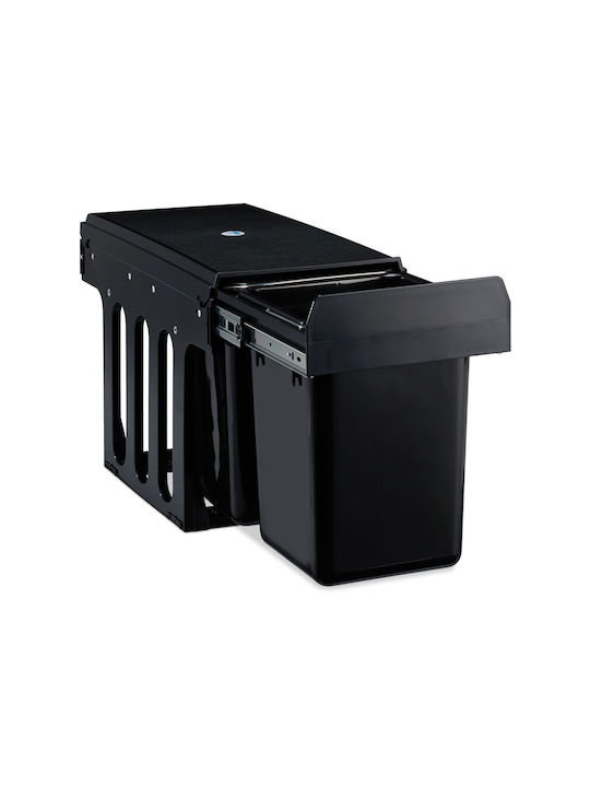 Relaxdays Coș De Gunoi Pentru Dulap Din Plastic Negru 8lt
