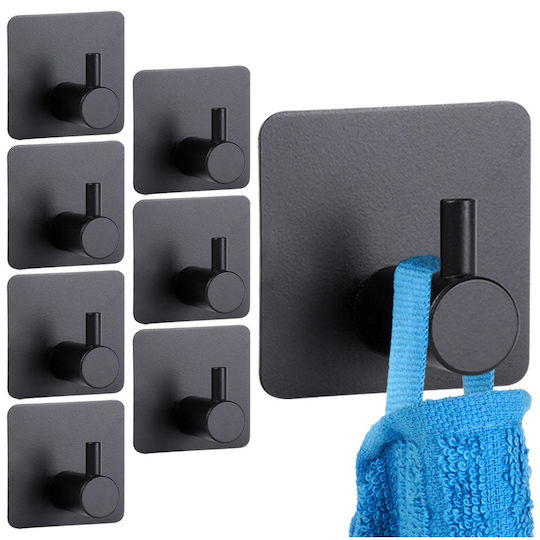 Vilde Cârlige Cu Autocolant Inox Negre 8 Bucăți