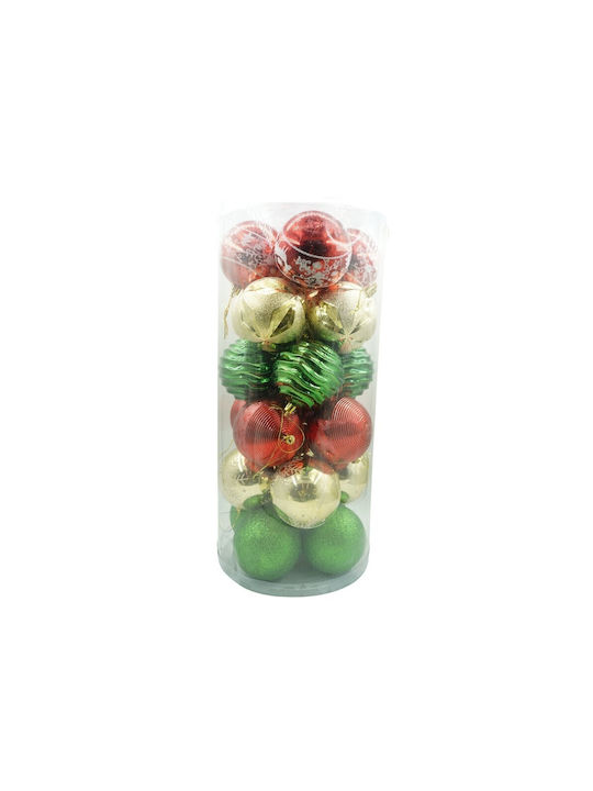 Set 24 Ornamente De Crăciun Pentru Brad Tip Bile Multicolore 8 Cm Diametru Plastic Cu Sclipici Ambalaj Cutie 19 Cm Lungime X 42 Cm Înălțime X 19 Cm Adâncime