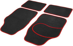 Set Covorașe Auto Textile Universale 4 Bucăți Față Spate Antiderapante Negre Roșii