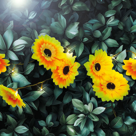 Ghirlandă Solară Floare 2 M 20 Leduri Alb Cald Decorative Iluminat Exterior Grădină