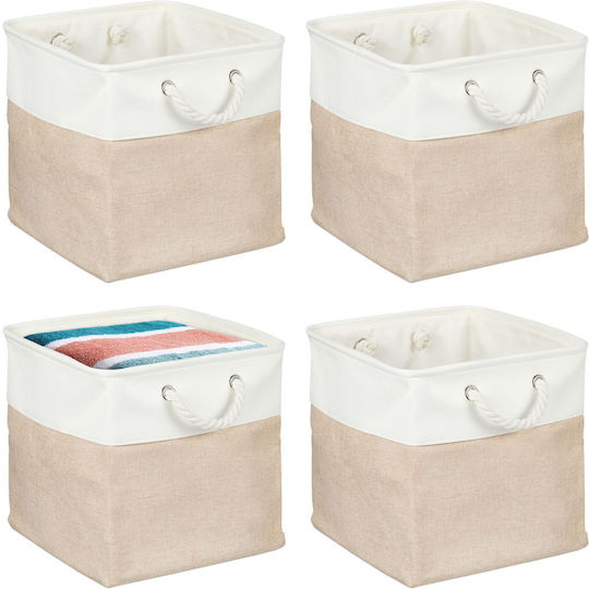 Relaxdays Fabric Beige Storage Box 4 Pieces