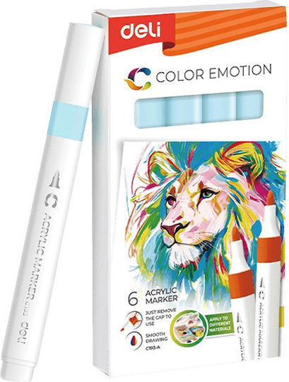 Deli Designing Markers Light Blue Set 6 Pieces