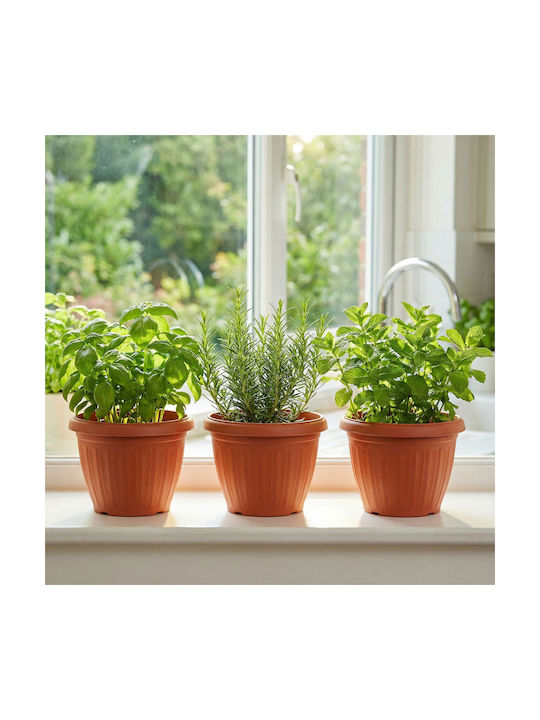 Ghiveci De Flori Din Plastic Culoare Teracotă Ø20 Cm Pentru Plante De Interior Și Exterior