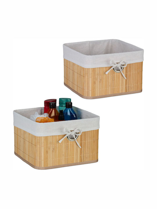 Relaxdays Coș De Depozitare Din Bambus Bej 20x31x31cm