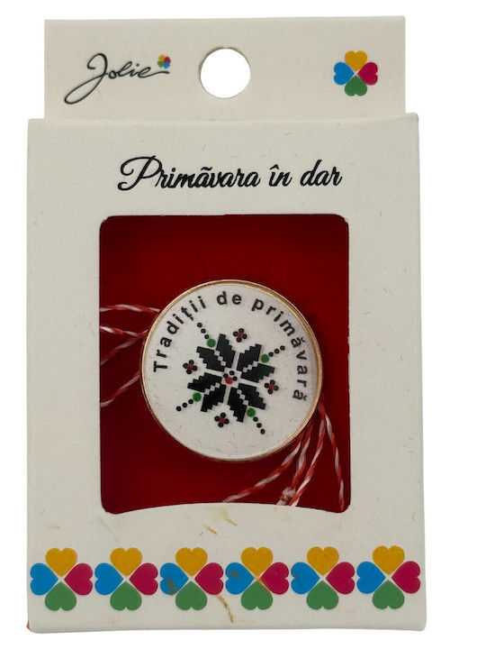Brosa Mică Martisor În Cutie Design Mesaj Jolie Mărime 2.5-3 Cm Material Metal Model Rotund Tradițional