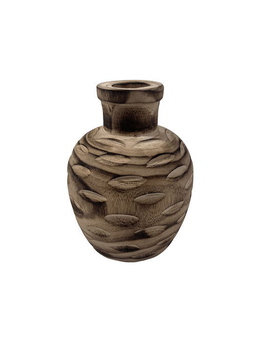 keleman Decorative Wooden Vase Brown Y18cm