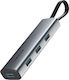 Cabletime USB-Hub 4 Anschlüsse mit USB-C Verbindung Grau