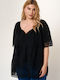 Cotton Tunic Short Sleeve Black