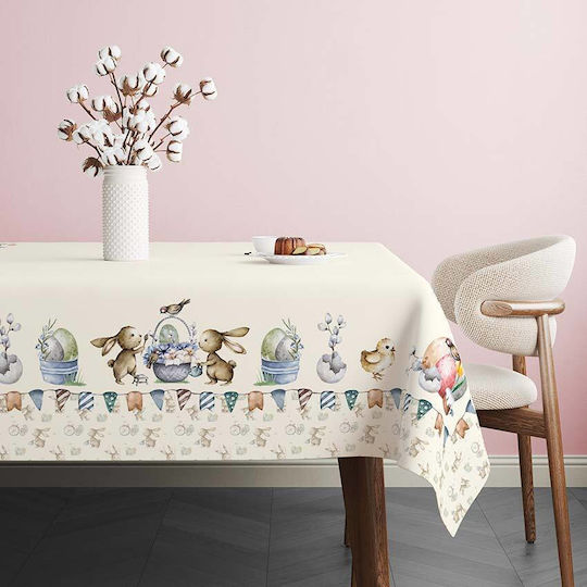 100% Cotton Tablecloth Playful Print 140x220cm Feta
