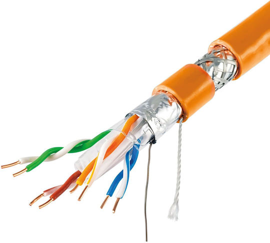 Set 500 Cat6a Sf Utp Cable 500m Solid Copper Bc 23awg 10gbps Shielded Fluke Tested Orange