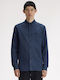 Long Sleeve Cotton Shirt in Regular Fit Striped Blue
