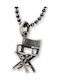 Emmanuela Handcrafted Für Euch Herren Halskette Sessel Regisseur Handgefertigt Silber 925 Kordel Technoleder 55cm