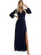 Maxi Φόρεμα για Γάμο / Βάπτιση Navy Blue