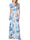 Summer Maxi Dress with Slit Sky Blue