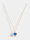 Vogue Necklace With Heart Design From Gold Plated Silver With Blue Zircon
