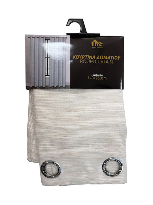 TnS Curtain with Grommets Beige 140x250cm