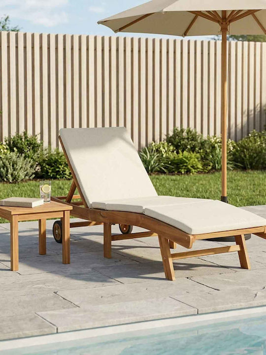 Șezlong Dublu Din Lemn Cu Pernă Maro 200x59.5x35cm