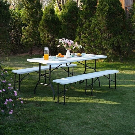 Πλαστικό Τραπέζι Catering Εξωτερικού Χώρου Πτυσσόμενο White 91x74x7εκ.