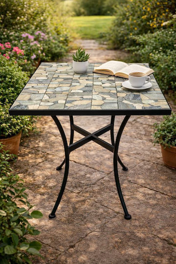 Table for Small Outdoor Spaces with Metal Frame 60x60x71cm