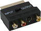 Scart Euro Адаптер Към 3 × RCA S-Video Аудио Видео Конвертор Вход Изход Превключвател