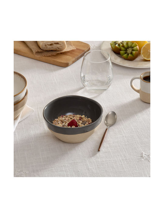 Round Gray Ceramic Serving Bowl with Diameter 15.3cm