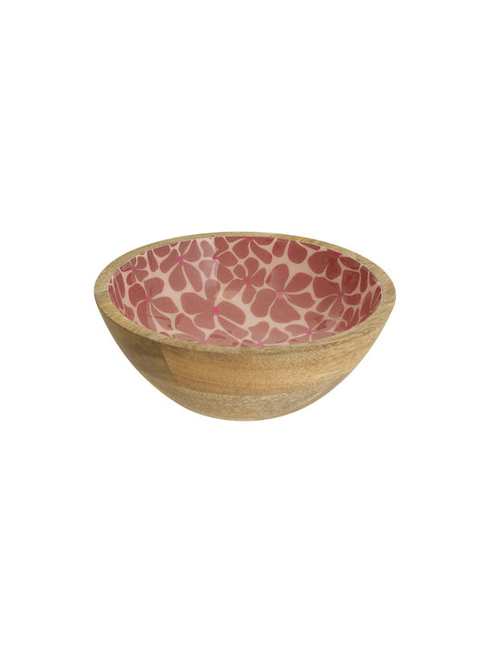 Round Wooden Orange Serving Bowl with Diameter 19cm