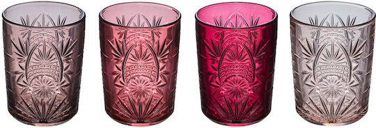S-d Set Brillen Wasser aus Glas in Rosa Farbe 350ml 4 Stück
