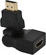 Adaptor Hdmi Rotativ 180° Conector Hdmi Feminin-la-feminin Contacte Placate cu Aur Negru 1 Bucată