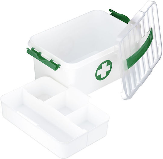 Relaxdays Plastic Medicine Box White Dark Green 14.5x20x30 Cm