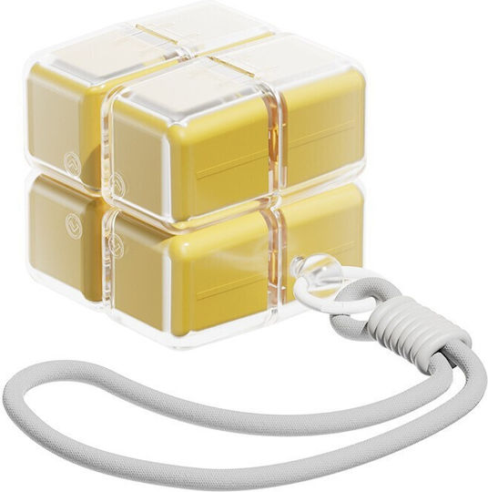 Cutie de Medicamente Flippy Model Cub Rubik cu Curea de Agățat Dispenser Portabil de Pastile Organizator de Pastile Estimat pentru 7 Zile 7,3 X 6 X 6 Cm Galben