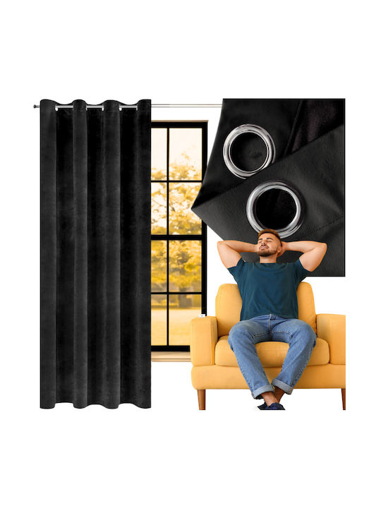 More&Deco Verdunkelungsvorhang mit Grommets Schwarz 140x250cm