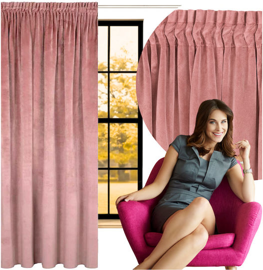 More&Deco Drape Συσκότισης με Τρέσα Dusty Pink 140x250εκ.