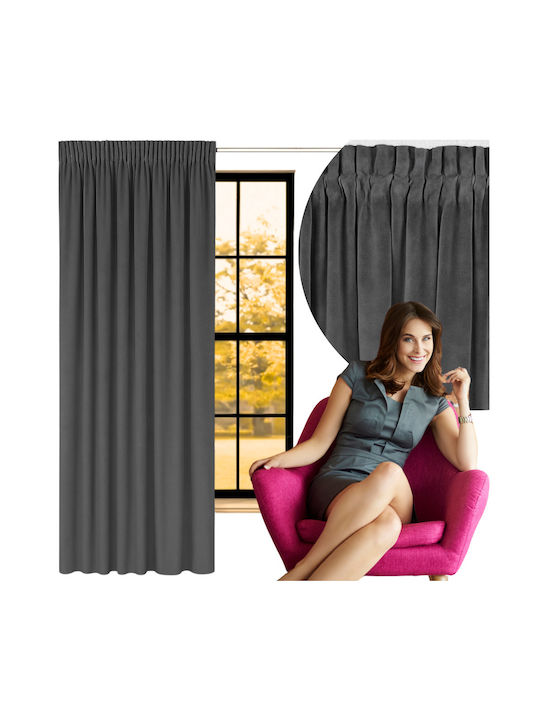 More&Deco Затъмняваща Пердета с Плик с Писалка Сив 140x250см