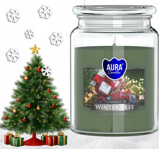 Aura Weihnachtskerze Holz Grün