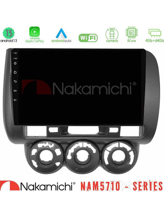 Nakamichi Car Audio System for Honda Jazz 2002-2008 with A/C (Bluetooth/USB/WiFi/GPS/Apple CarPlay/Android Auto) with 9" Touch Screen