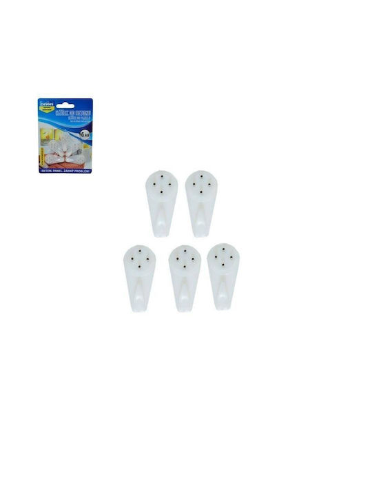 Orion Metal Wall Hanger 5 Hooks White 3x1cm 5 Pieces