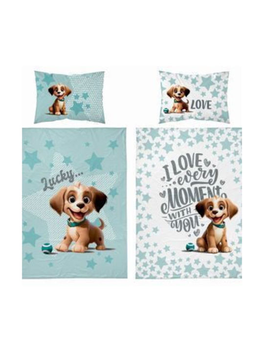 Detexpol Set Cearceaf Pentru Bebeluş Cu Faţă De Pernă Albastră 90x120 cm