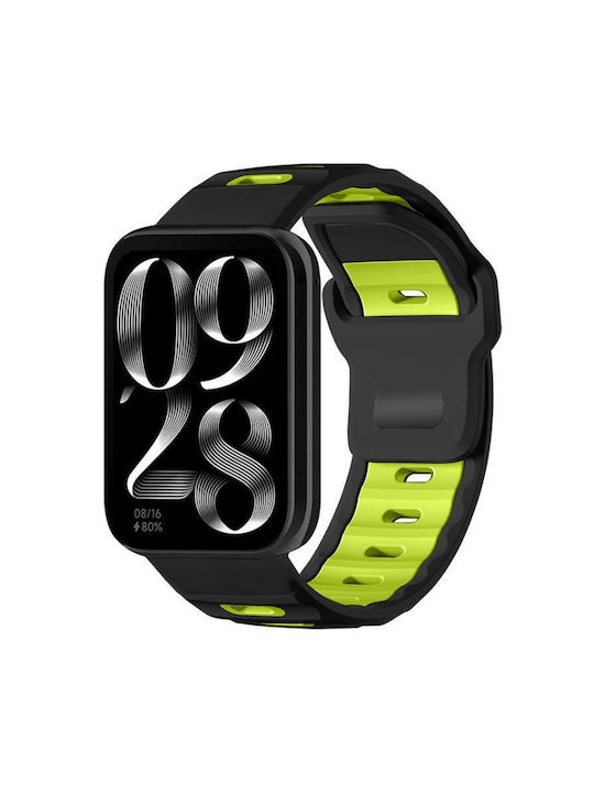 Xiaomi Band 9 Pro Redmi Watch 6 5 Xdfind Flat-head Dual-color Silicone Watch Band Black+fluorescent Green Xiaomi Band 9 Pro Redmi Watch 6 5 Xdfind Flat-head Dual-color Silicone Watch Band Black+fluorescent Green